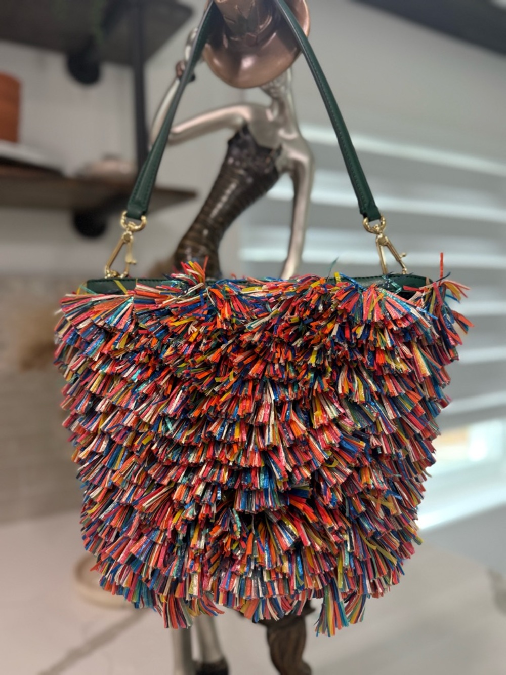 💥Dolce Gabbana 2013 “Sicilia” Runway Collection Bag multicolor raffia fringe💥